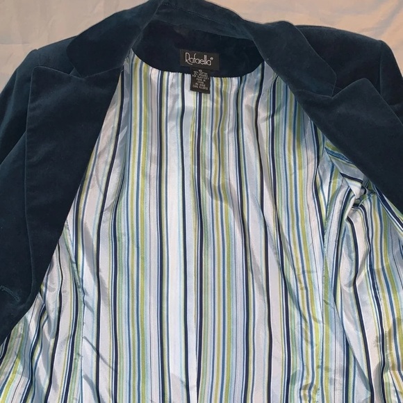 Dark Turquoise Blue Blazer Velour Size 10 - Picture 9 of 12